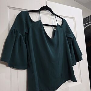 H&M Teal Blouse with Flowing Sleeves